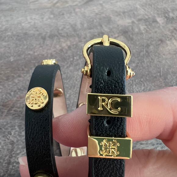 Rustic Cuff Black and Gold Leather Wrap Bracelet - Picture 8 of 8